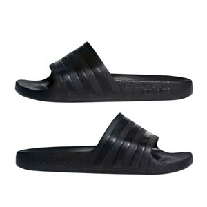 Adidas Adilette Shower Slides Black On Black Stripe‎ New Mens 7 Womens 8